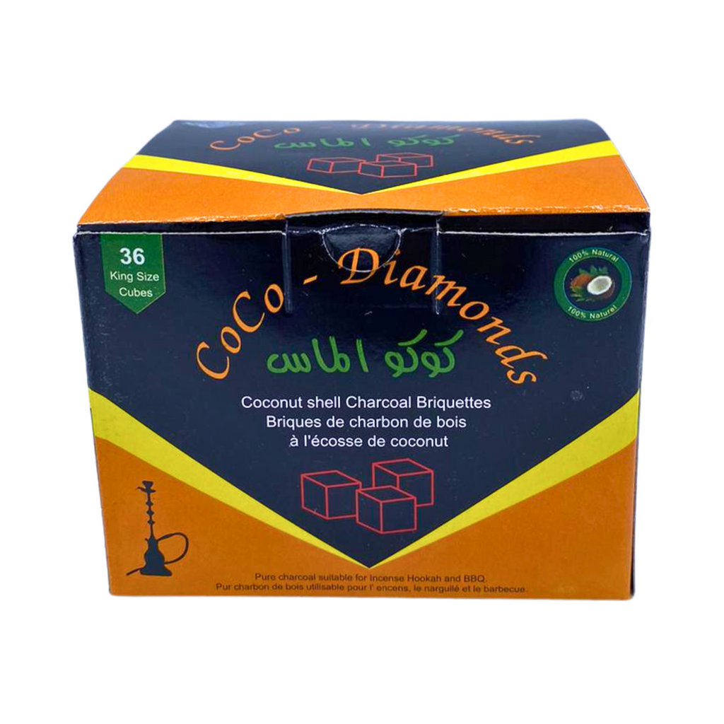 Coco-Diamonds coconut shell hookah charcoal, 36 king size cubes box