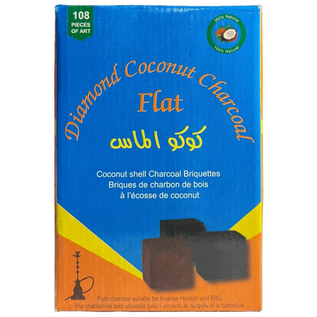 Diamond Coconut flat hookah charcoal, 108 pieces box