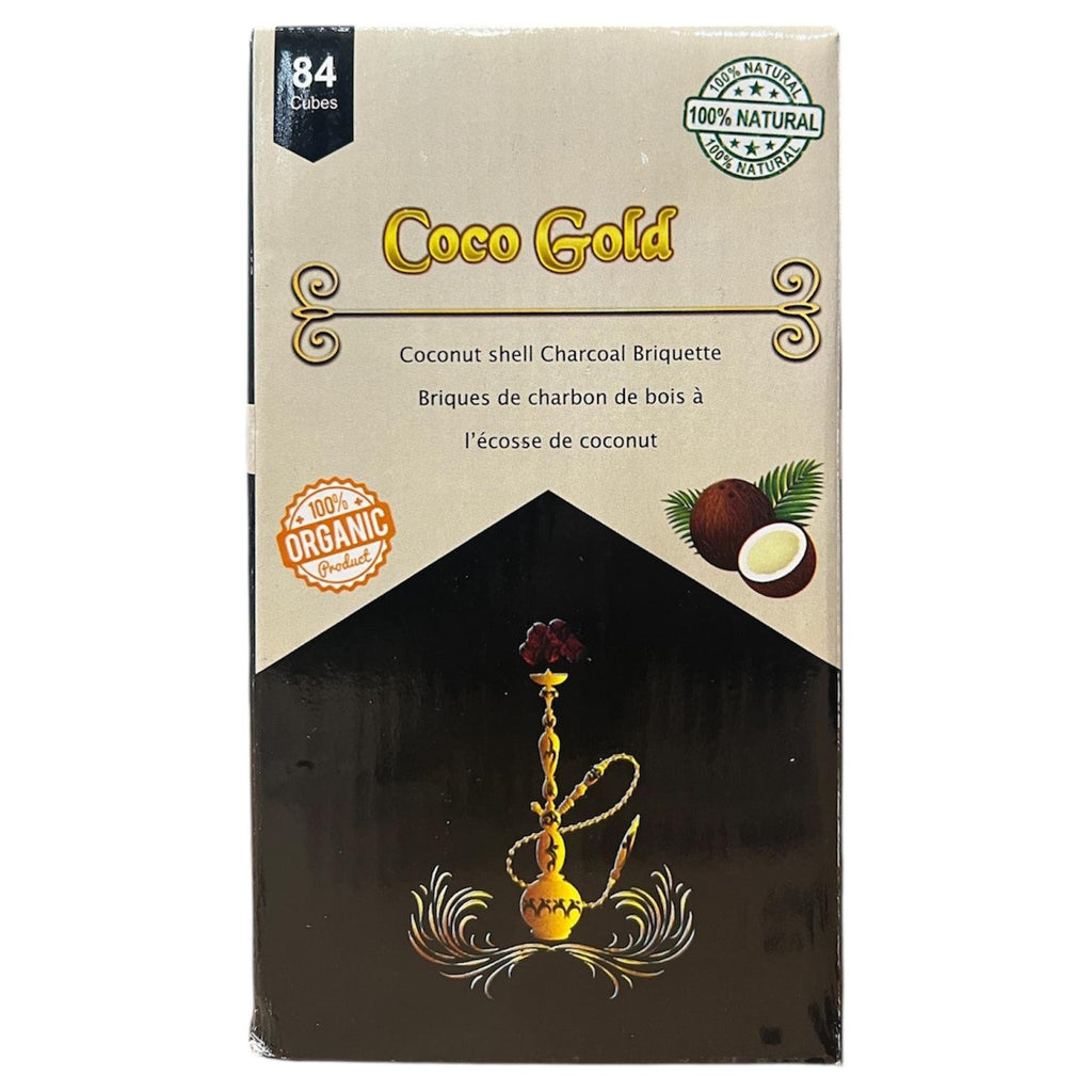 Coco Gold coconut shell hookah charcoal, 84 cubes box