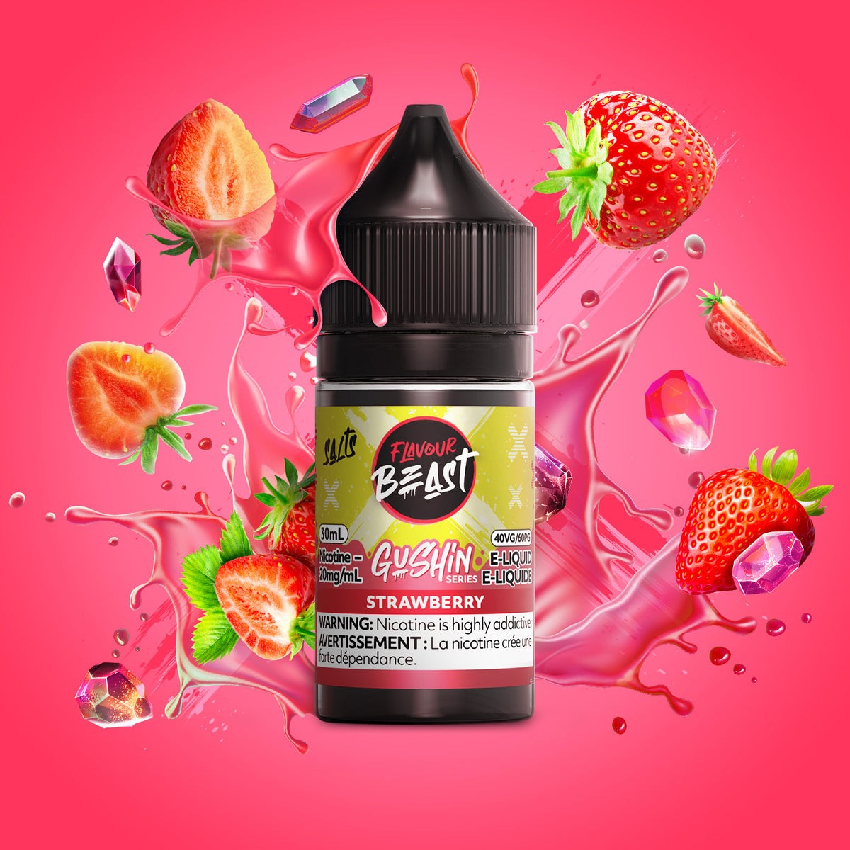 Flavour Beast Salts E-Liquid 20mg - Gushin Strawberry