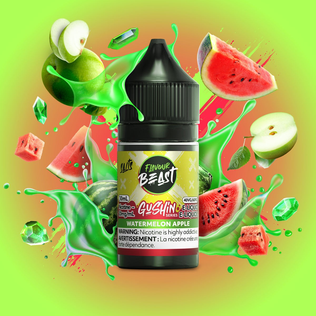 Flavour Beast Salts E-Liquid 20mg - Gushin Watermelon Apple