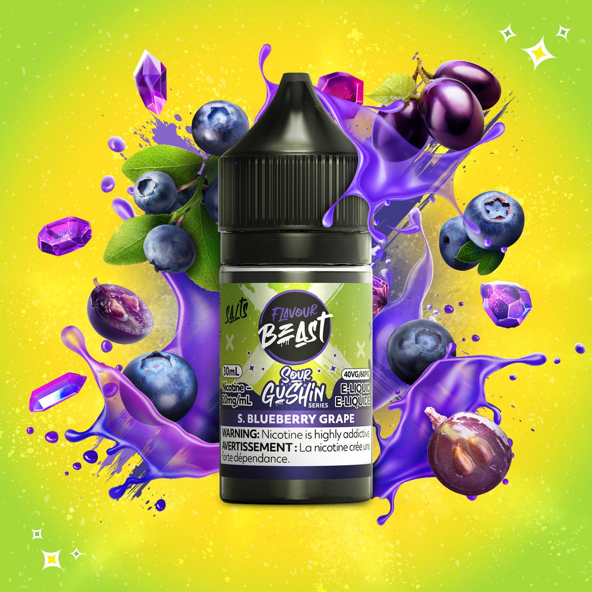 Flavour Beast Salts E-Liquid 20mg - Gushin S Blueberry Grape