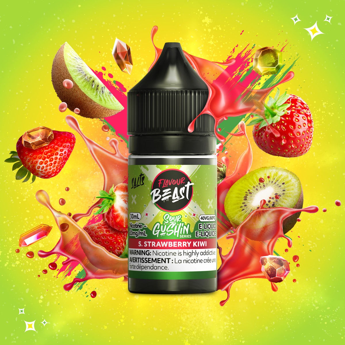 Flavour Beast Salts E-Liquid 20mg - Gushin S Strawberry Kiwi